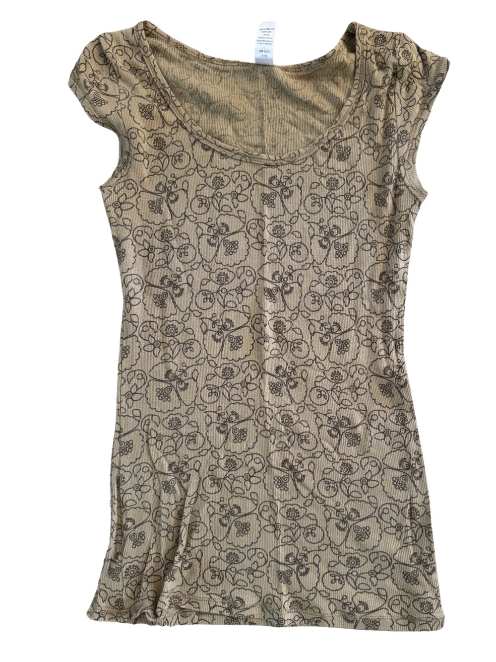Lucy Beige Floral Short Sleeve Tee